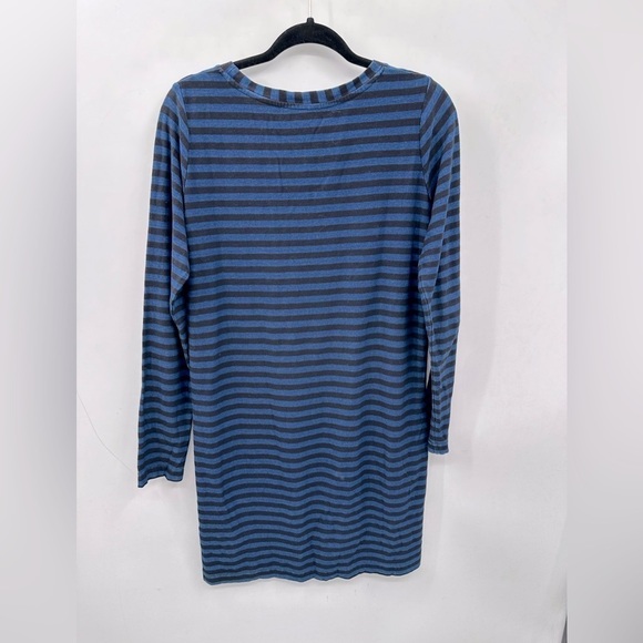 JANE & DELEANCEY S 100% Cotton blue-black stripe midi length Atheisure dress - Picture 2 of 12